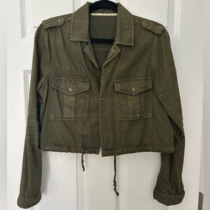 Zara Olive Utility Cropped Jacket